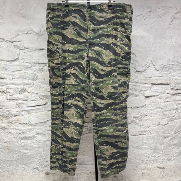 Vintage Military Pants Mens Large Long Tiger Stripe Camo Cargo Tru Spec Twill - Picture 1 of 9